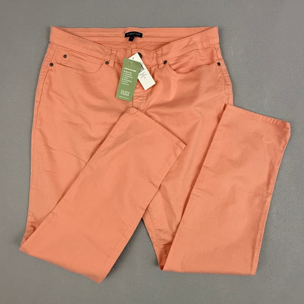 Eileen Fisher 5 Pocket‎ Lean Jeans Women's Size 14 Peach Stretch Organic Cotton
